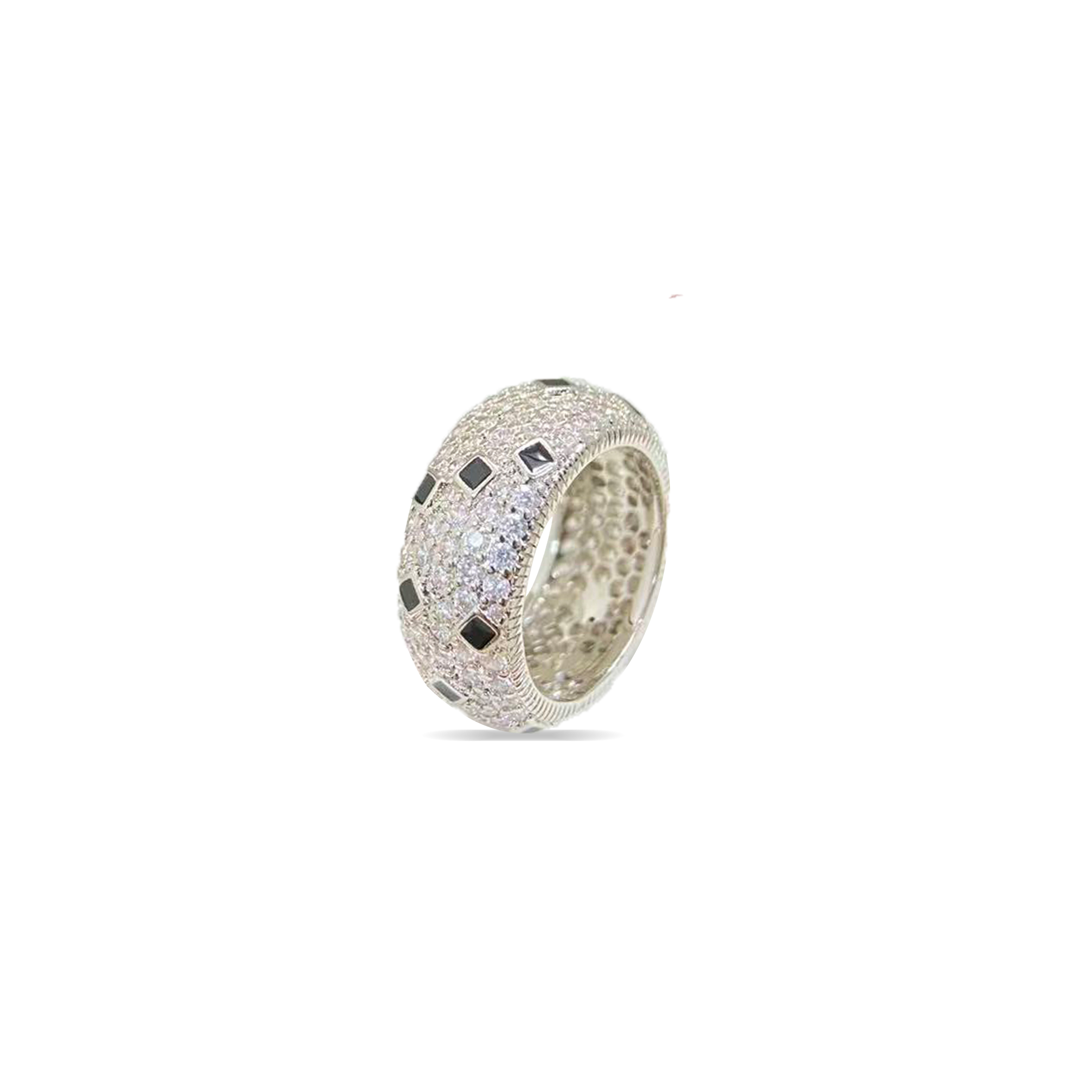 Ca*t1er silver-plated gold and black enamel leopard print ring for women, exuding a sophisticated and luxurious feel. wide version